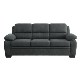 Comfortable Plush Seating Sofa 1pc Dark Gray Textured Fabric Channel Tufting Solid Wood Frame Modern Living Room Furniture