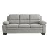 Plush Seating Comfortable Sofa 1pc Gray Textured Fabric Channel Tufting Solid Wood Frame Modern Living Room Furniture