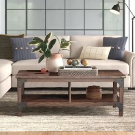 Coffee Table with 1 drawer "Elegant Walnut Coffee Table with Industrial Accents – Durable, Functional, and Stylish Centerpiece for Living Room"