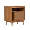 Mid-Century Modern Solid Wood 2-Drawer Gallery Nightstand - Caramel