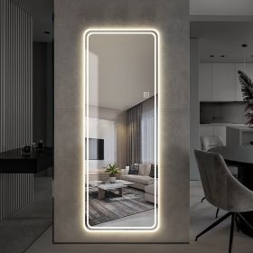 65"x24" Full Length Floor Mirror LED Whole Body Mirror, Wall Mounted Hanging Mirror with Lights, Makeup Vanity Mirror