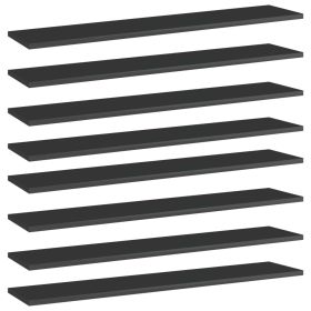 Bookshelf Boards 8 pcs High Gloss Black 39.4"x7.9"x0.6" Engineered Wood