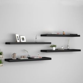 Floating Wall Shelves 4 pcs Black 35.4"x9.3"x1.5" MDF