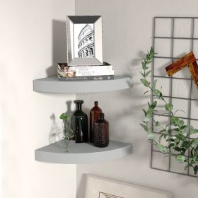 Floating Corner Shelves 2 pcs Gray 9.8"x9.8"x1.5" MDF