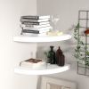 Floating Corner Shelves 2 pcs High Gloss White 13.8"x13.8"x1.5" MDF