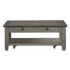 Coffee and Antique Gray Finish 1pc Cocktail Table with Casters 2 Drawers Bottom Shelf Wooden Living Room Furniture