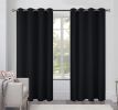 Blackout Curtains for Bedroom Pack of 2 Window Hanging Panels 52 x 84 inch Black Blind Off Grommet Curtains Thick Black Out Window Screen No Light Dra