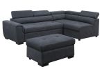 Haris 97" Dark Gray Fabric Sleeper Sofa Sectional with Adjustable Headrest and Storage Ottoman