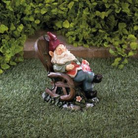 Solar Red Bird Rocking Chair Gnome