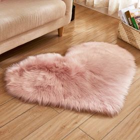 1pc, Fluffy Shaggy Area Rug, Solid Color PV Velvet Carpet, Plush Heart Shape Rug For Valentine's Day Wedding Anniversary Home Floor Decor (Color: PINK, size: 19.69*23.62inch)