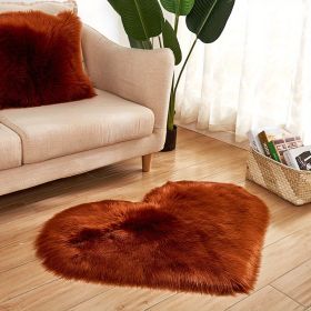 1pc, Fluffy Shaggy Area Rug, Solid Color PV Velvet Carpet, Plush Heart Shape Rug For Valentine's Day Wedding Anniversary Home Floor Decor (Color: coffee, size: 19.69*23.62inch)