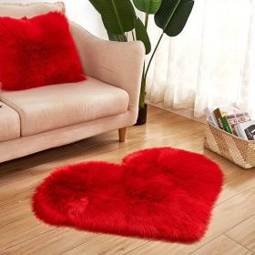 1pc, Fluffy Shaggy Area Rug, Solid Color PV Velvet Carpet, Plush Heart Shape Rug For Valentine's Day Wedding Anniversary Home Floor Decor (Color: Red, size: 19.69*23.62inch)