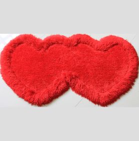 Double Heart Shape Hand Tufted 4-inch Thick Shag Area Rug (28-in x 55-in) (Color: as Pic)