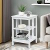 Set of 2 Multifunctional 3-Tier Nightstand Sofa Side Table with Reinforced Bars and Stable Structure