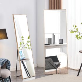 Third generation packaging upgrades include solid wood frame full-length mirrors, dressing mirrors, bedroom entrances, decorative mirrors (Color: Light oak)